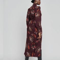 Reformation Aude Dress Color: Emmeline Maxi / Midi Dress Fall Floral Print Dress For Daywear, Floral Print Maxi Dress For Fall Daywear, Fall Floral Print Maxi Dress For Daywear, Fall Daywear Maxi Dress, Maxi Dresses For Daywear In Fall, Maxi Length Dresses For Daywear In Fall, Chic Floral Print Dress For Date, Fitted Midi Dress For Date In Fall, Long Midi Dress For Fall Daywear