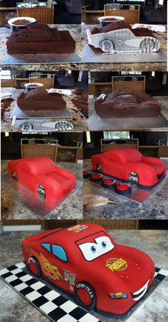 the cars cake is ready to be eaten