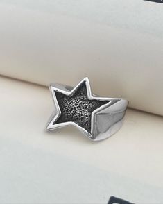 HANDMADE!! Asymmetrical Star Signet Style Ring, Made using lost wax casting. The sharp points of the star are softly blended into the tapered shank sides. Last 2 photos are the steps of making my ring start to finish :) Lost Wax Casting Rings, Carved Ring, Jewellery Inspiration, Wax Casting, Ring Ideas, Lost Wax Casting, Lost Wax, 2 Photos, Signet Ring