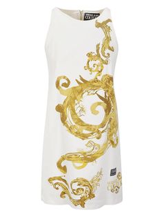 97% Cotton, 3% Elastane, Lining: 65% Polyester, 35% Cotton Wang Dress, Versace Dress, Zegna Shoes, Gold Models, Panel Dress, Versace Jeans Couture, Versace Jeans, Gianni Versace, Sleeveless Mini Dress