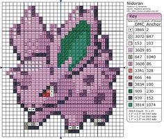 a cross stitch pattern with an image of a pink dragon