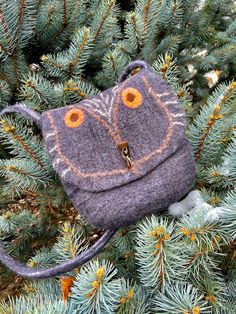 "Handmade Felted Wool Bag \"Owl\" One of a kind handmade felted shoulder/cross-body/messenger bag. It's small cute handbag made using wet felting technique. This small bag is great pattern for a child or when you need a small bag to hold a few items. You can use this unique handbag as a messenger for your small stuff. No two are alike! This lovely little bag is good  both for a gift idea and  for everyday use. Wonderful unique crafted gift sure to be appreciated!  Made from merino wool 100% in m Handmade Felt Bag For Daily Use, Handmade Wool Bag For Everyday Use, Fleece Crafts, Felted Bags, Cute Handbag, Unique Handbag, Wool Bags, Small Stuff, Cute Handbags