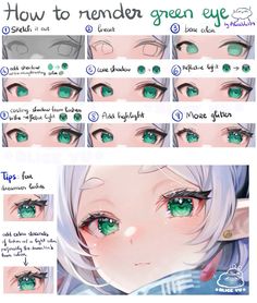 an anime character's eyes and how to draw them in different ways, including eyeliner