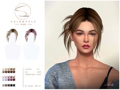 an image of a woman's hair for the simssyle game, with different colors and textures