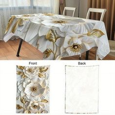 the table cloth has flowers on it