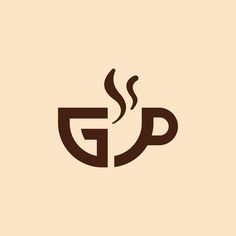 a coffee cup with steam coming out of it's top and the word g is in