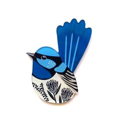 Our Beautiful Fairy Wren Pin is sure to give any outfit a stylish, creative touch. It's been made from an up-cycled vinyl record that use to spin on a turntable back in the 'olden days', then it sat in a box, sad and neglected for decades and now it's been given a new lease of life and it's not in landfill. Yays!!  It is the perfect eco-friendly accessory for any outfit, or pin it on your bag! It's sweet and lovely we guarantee that when you wear this you will feel happy....and people looking at you will smyle! Size - 3cm x 3.5cm with metal butterfly clip Sea Creatures Art, Fairy Wren, Chicken Painting, Australian Native Flowers, Eco Friendly Accessories, Beautiful Fairy, Metal Butterfly, Blue Fairy, Beautiful Fairies