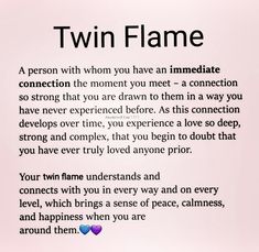 a poem written in black and white on a pink background with the words twin flame