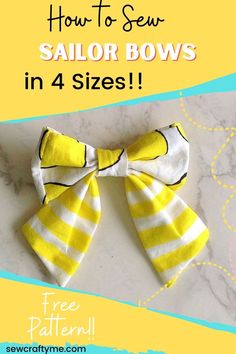 how to sew sailor bows in 4 sizes with free pattern on the front and side