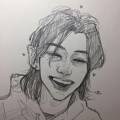 a drawing of a smiling woman with her eyes closed