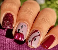 October Gel Manicure, Nail Design Ideas Halloween, The Manicure Company, October Holiday Nails, Oct Nails 2024, Autumn Nails With Pumpkins, Pink Pumpkin Nail Design, Halloween Nails For Teachers, Boo Nails Halloween