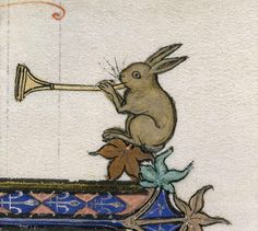 a drawing of a rabbit playing the trumpet