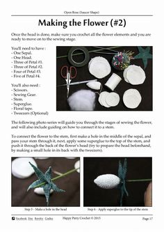 the instructions for making flowers are shown in this page, which shows how to make them