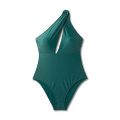 Flaunt your chic swim style with this One-Shoulder Plunge Cutout One-Piece Swimsuit from Shade & Shore™. This one-piece swimsuit in a solid color features a one-shoulder design along with a plunge keyhole cutout at front for an on-trend look. Made with a mix of soft and stretchy fabric, this sleeveless swimsuit ensures flexible comfort both in and out of the water. The removable cups offer customizable coverage, and the breezy scoop back with adjustable tie straps makes it easy to find just the Chic Nylon Halter Neck Swimwear, Chic Cutout Swimwear For Pool, Beach Nylon Swimwear With Cutout, Chic Solid Swimwear For Beach Season, Chic Solid Color Swimwear For Beach Season, Stretch Cutout One-piece Swimwear, Cutout Nylon Swimwear For Pool, Stretch One-piece Cutout Swimwear, Stretch Cutout Swimwear For Sunbathing