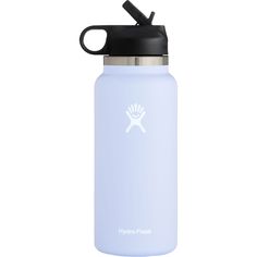 the hydro flask water bottle is shown in light blue