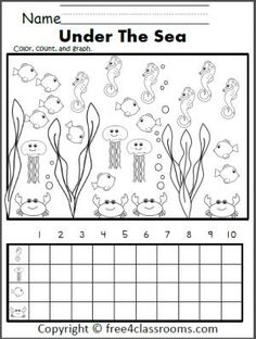 the under the sea worksheet for children to learn how to draw and color