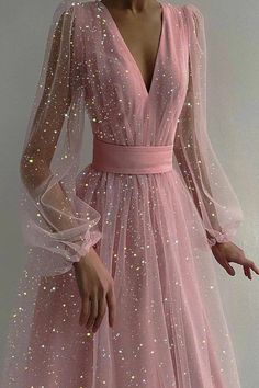 Elegant Bronzing Sequined V Neck Evening Dress Dresses – xakxx Chique Outfits, Fairytale Dress, Prom Outfits, Pink Midi Dress, Looks Chic, Ball Gown Dresses, Looks Vintage, Birthday Dresses, Party Dresses For Women