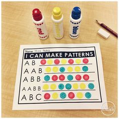 i can make patterns with markers and crayons on the table next to them