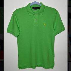 Brand New Big Kids Rl Polo Top. Size: Medium (10-12) Green Fitted Short Sleeve Polo Shirt, Fitted Green Short Sleeve Polo Shirt, Fitted Green Polo Shirt For Spring, Green Casual Polo Shirt For Spring, Green Short Sleeve Polo Shirt For Spring, Classic Green Polo Shirt For Spring, Ralph Lauren Preppy, Black Jacket Hoodie, Ralph Lauren Quarter Zip