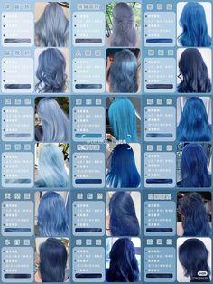 Blue Toner For Blonde Hair, Hair Dye Aesthetic Ideas, Blue Dyed Hair Ideas, Dark Blue And Light Blue Hair, Hair Dye Ideas Color, Denim Hair Color, Blue Hair Dye Ideas, Blue Hair Inspiration, Hair Dye Patterns