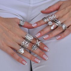 ❀ I made this Adjustable Boho ring for you, to make you look elegant. A Chunky ring that can fit perfectly to all styles. You will look elegant when you wear this boho ring. Knuckle Ring stands out with flashy designs. If you have a modern and rebellius style,this Statement ring is for you. ❀ It is a Full Finger Ring ring with sterling silver plated matte finish. ❀ All the Ethnic rings are adjustable in the back. Rings are easy to adjust and would fit fingers size US 4 and up ❀ If you are lookin Handmade Vintage Style Midi Rings, White Bohemian Metal Rings, Handmade Trendy Stackable Rings, Unique Nickel-free Stackable Rings, Trendy Handmade Silver Midi Rings, Silver Trendy Handmade Midi Rings, Bohemian Silver Stackable Rings, Bohemian Rings With Unique Metal Variations, Bohemian Rings With Unique Variations