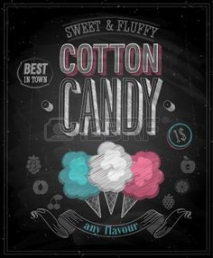 the cotton candy logo on a chalkboard