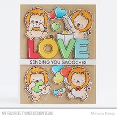 a card with two bears holding balloons and the words love, sending you smoothies