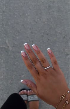 Acrylic Nail Inspo Neutral, Messy French Tip Nails, White French Tip Black Women, Grad Nails Square, Braid Nails Wedding, Short Nail Inspo Summer 2024 Simple, June Nails Ideas 2024 Square, Square Nail Designs French Tip, Short Square Nails French Tip