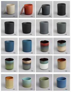 many different types of cups are shown here