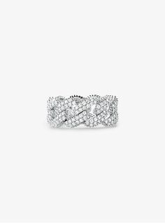 Precious Metal-plated Sterling Silver Pavé Curb Link Ring | Michael Kors Luxury Silver Michael Kors Jewelry, Michael Kors Luxury Silver Jewelry, Michael Kors Ring, Link Ring, Slider Bracelet, Michael Kors Jewelry, Linking Rings, Precious Metal, Favorite Rings