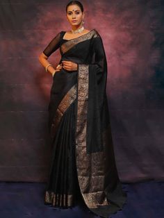 Designer black saree for reception, banarasi soft lichi silk saree for festive, jacquard saree with zari work, wedding saree blouse for gift Product Details :  1) Saree Details :  Saree Color : 1) Black 2) Pink Saree Fabric : Soft Lichi Silk Saree Work : Jacquard Weave Work Saree Length : 5.50 Meter 2) Blouse Details : Blouse Color : Matching Blouse Fabric : Soft Lichi Silk Blouse Work : Jacquard Weave work Blouse Length : 0.8 Meter Blouse wear by model is just for modeling purpose only actual b Black Art Silk Pre-draped Saree With Zari Weaving, Black Pre-draped Saree With Zari Weaving For Puja, Black Art Silk Saree For Wedding, Elegant Black Art Silk Dupatta, Black Handloom Pre-draped Saree For Puja, Black Art Silk Saree, Elegant Black Art Silk Traditional Wear, Elegant Black Chanderi Saree, Black Tussar Silk Blouse Piece With Pallu