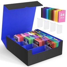 the box contains 24 different colored folders