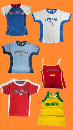 Brazil Shirt, 2000s Summer, Mode Crochet, Baby Graphic Tees, Y2k Tops, Baby Tees, Shirt Y2k, Going Out Tops, Swaggy Outfits