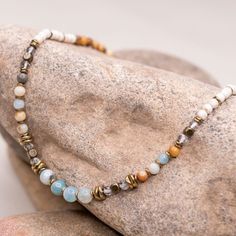 Adjustable, Natural Stone Beaded Choker Necklace. Good For Layering. Lobster Claw Closure. Amazonite Stones Used Are Natural And Coloring May Vary. 7" Length Amazonite Stone, Crystal Choker, Beaded Choker Necklace, Stone Crystal, Beaded Choker, Blue Beads, Lobster Claw, Stone Beads, Crystal Beads