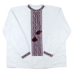 Ukrainian Hand Embroidered Men's Shirt L Beautiful hand embroidered design, flawless craftsmanship. One of a kind design. Size: 42 EU Length: 29 Inches Width: 24 Inches Sleeve: 22 Inches Colors: red-black Material: cotton-poplin BestPysanky Ukrainian Hand Embroidered Men's Shirt L Size 42 EU BestPysanky Website SKU # uks-02 Ukrainian Hand Embroidered Men's Shirt L Beautiful hand embroidered design, flawless craftsmanship. One of a kind design. Size: 42 EU Length: 29 Inches Width: 24 Inches Sleev Casual Embroidered Shirt Traditional Fit, Casual Embroidered Shirt With Traditional Fit, Traditional Fit Long Sleeve Cotton Top, Traditional Fit Cotton Long Sleeve Tops, Traditional Long Sleeve Shirt With Motif, Traditional Cotton Tops With Embroidered Cuffs, Traditional Long Sleeve Cotton Shirt, Cotton Long Sleeve Tops With Motif, Traditional Fit White Top