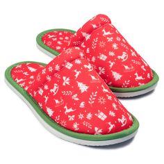 Chochili Men Christmas Home Slippers Red White Lightweight Silent Walk Size 8 to 10 - supplyity Red Non-slip Indoor Slippers, Red Round Toe Slippers For Indoor Use, Red Non-slip Slip-on Slippers, Red Comfortable Slip-on Slippers, Comfortable Red Slip-on Slippers, Dorm Slippers, New Year Designs, Comfortable Slippers, Home Slippers