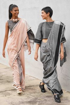 Sporty . Work Wear . Collection . Hand Woven . Handloom . Saree . Drape . Design Fusion Saree, Modern Sari, Saree Aesthetic, Blouses Work, Saree Drapes, Formal Saree, Embroidery Blouses, Saree Style