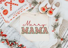 Spread holiday cheer with this festive Merry Mama shirt! Perfect for the season, it's a fun way for all the merry mamas to celebrate Christmas in comfort and joy! PRODUCT FEATURES ✧Comfort Colors Tee ✧Vintage Feel, Vibrant Colors ✧100% Ring-spun cotton - for a super soft tee ✧Preshrunk, soft-washed, garment-dyed fabric SIZING ✧ Please refer to Listing Image for size chart ✧ Unisex style tee, Relaxed Fit.  ✧ For a more fitted look, we suggest sizing down. For an oversized fit, size up 2 sizes WASHING INSTRUCTIONS ✧Wash inside out in cold water, on a gentle cycle.  ✧Air Dry for best results ✧Do not use fabric softener or bleach  ✧Do not dry clean ✧Avoid ironing directly on the design PLEASE NOTE: ✧We do our best to accurately display all colors of our shirts/images. Colors may vary on differ Baby Announcement Christmas, Mom Christmas Shirt, Christmas Baby Announcement, Have A Happy Day, Mom Christmas, Comfort And Joy, Christmas Mom, Comfort Colors Tee, Celebrate Christmas