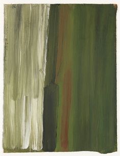 an abstract painting with green, red and white stripes on the bottom half of it