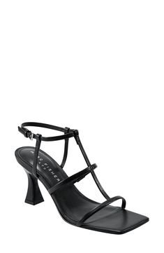 Marc Fisher LTD Dennie Ankle Strap Sandal (Women) | Nordstrom Chic Evening T-strap Sandals With Block Heel, Chic T-strap Sandals With Padded Heel, Modern T-strap Sandals With Ankle Strap, Modern T-strap Sandals With Buckle And Ankle Strap, Party Heels With Penny Strap And Block Heel, Square Toe Sandals With Heel Strap For Night Out, Modern T-strap Sandals For Evening In Spring, Chic T-strap Sandals With Open Heel For Formal Events, Modern Evening T-strap Sandals With Ankle Strap