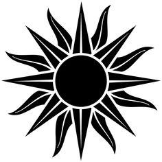 a black and white image of a sun