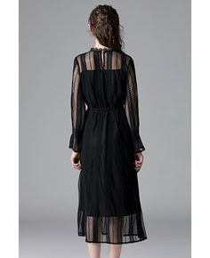 Get 10% off now! Buy l-5xl black tea length dress with sheer long sleeves at cheap price online. Free stable shipping and pro custom service since 2009. Black Midi Length Long Sleeve Dress For Spring, Black Long Sleeve Maxi Dress For Fall, Black Long Sleeve Midi Dress For Summer, Black Long Sleeve Long Dress For Spring, Black Long Sleeve Dress For Spring, Fall Midi Dress With Long Mesh Sleeves, Black Knee-length Long Sleeve Summer Dress, Black Dress With Mesh Sleeves For Winter, Black Winter Dress With Mesh Sleeves