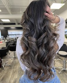 Black Hair Ash Brown Balayage, Dark Brown Hair With Ash Blonde Balayage, Black To Brown Ombre Hair Long, French Balayage, Dark Ash Brown Hair Color, Long Brunette Extensions, Ash Brown Ombre On Black Hair, Dark Brown Hair Extensions Long, Boliage Hair