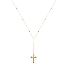 This women's necklace features a crucifix pendant fashioned in classic 10K yellow gold. The pendant is suspended from an 18-inch cable chain and secures with a spring ring clasp. Crucifix Necklace, Kay Jewelers, Accessories Jewelry Necklace, Necklace Designs, Spring Rings, Cable Chain, Class Ring, Diamond Jewelry, Gemstone Jewelry