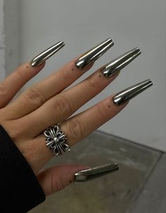 Talk To The Hand, Nail Envy, Nails Inspo, Chrome Nails, Stiletto Nails, Pretty Makeup