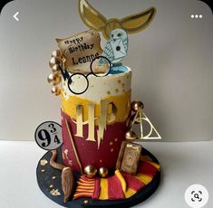 a harry potter themed birthday cake on a table