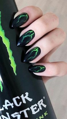 Alternative Nail Ideas, Rocker Nails, Lightning Nails, Fur Nails, Rave Nails, Monster Nails, Future Aesthetic, Halloween Acrylic Nails, Punk Nails