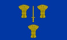 the flag of rhode is shown in three different colors and features wheat stalks on each side