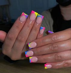 Carnival Nails, Shorties Nails, Overlay Nails, Cute Short Nails, Colorful Nail, Work Nails, Nails Square, Short Square Acrylic Nails