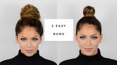 OLIVIA PIERSON Hair Tutorial | Two quick & easy buns Top Bun Hair, Easy Buns, Two Buns Hairstyle, Olivia Pierson, Rainy Day Hairstyles, Nurse Hairstyles